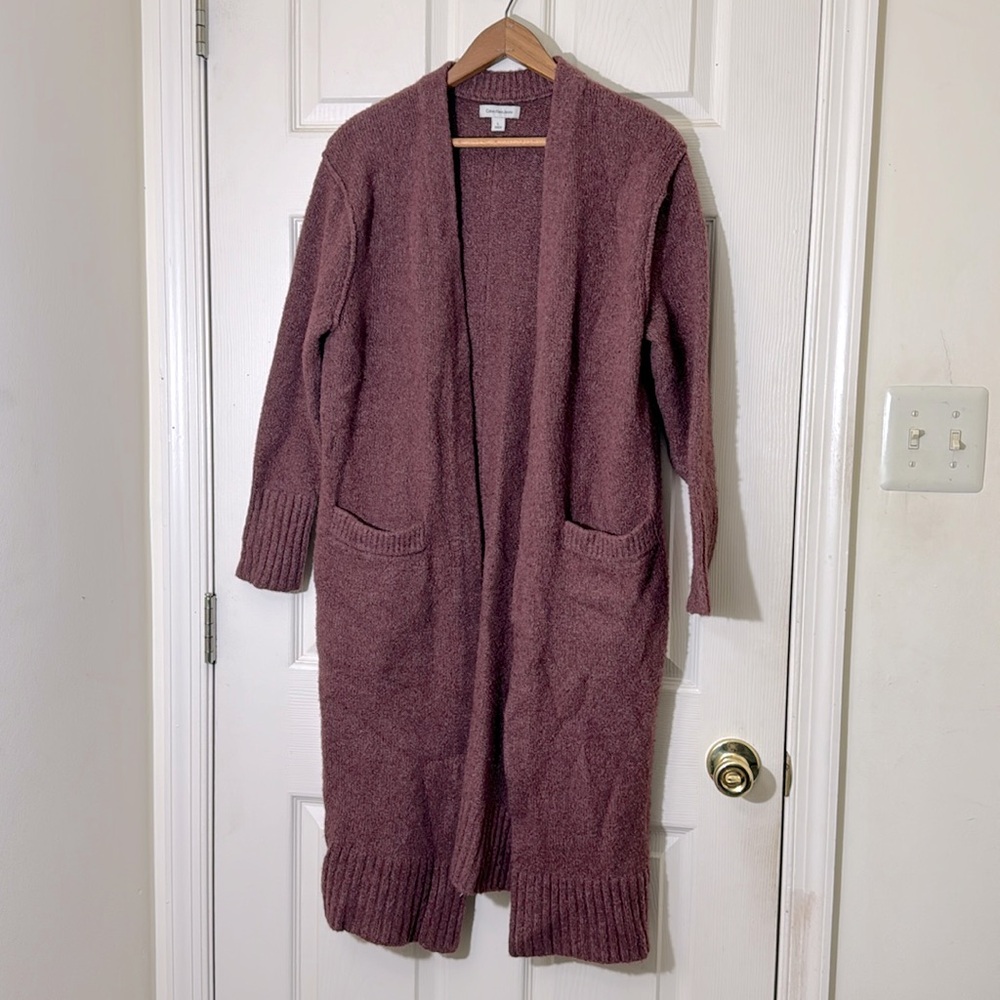 CALVIN KLEIN Women’s Cardigan Size Large Brown With Pockets
